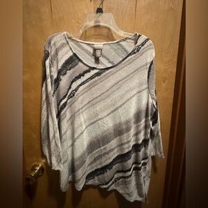 Chico's Shimmering Black and Gray lightweight sweater 3 US 16/XL